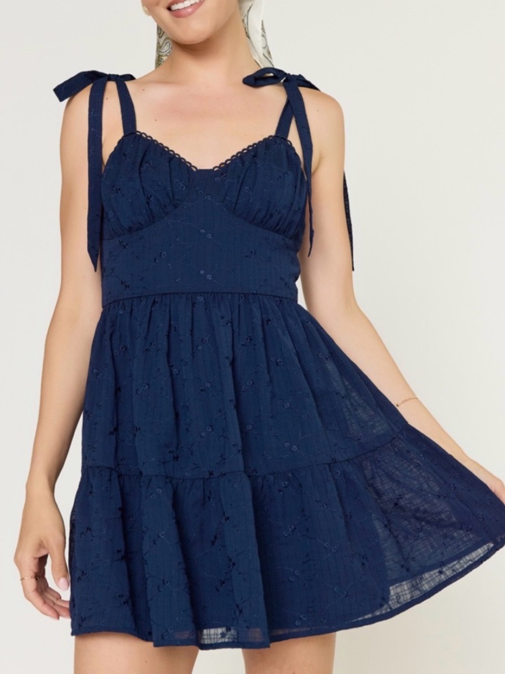 Francesca's Collections Navy Blue Dress with Tie Details